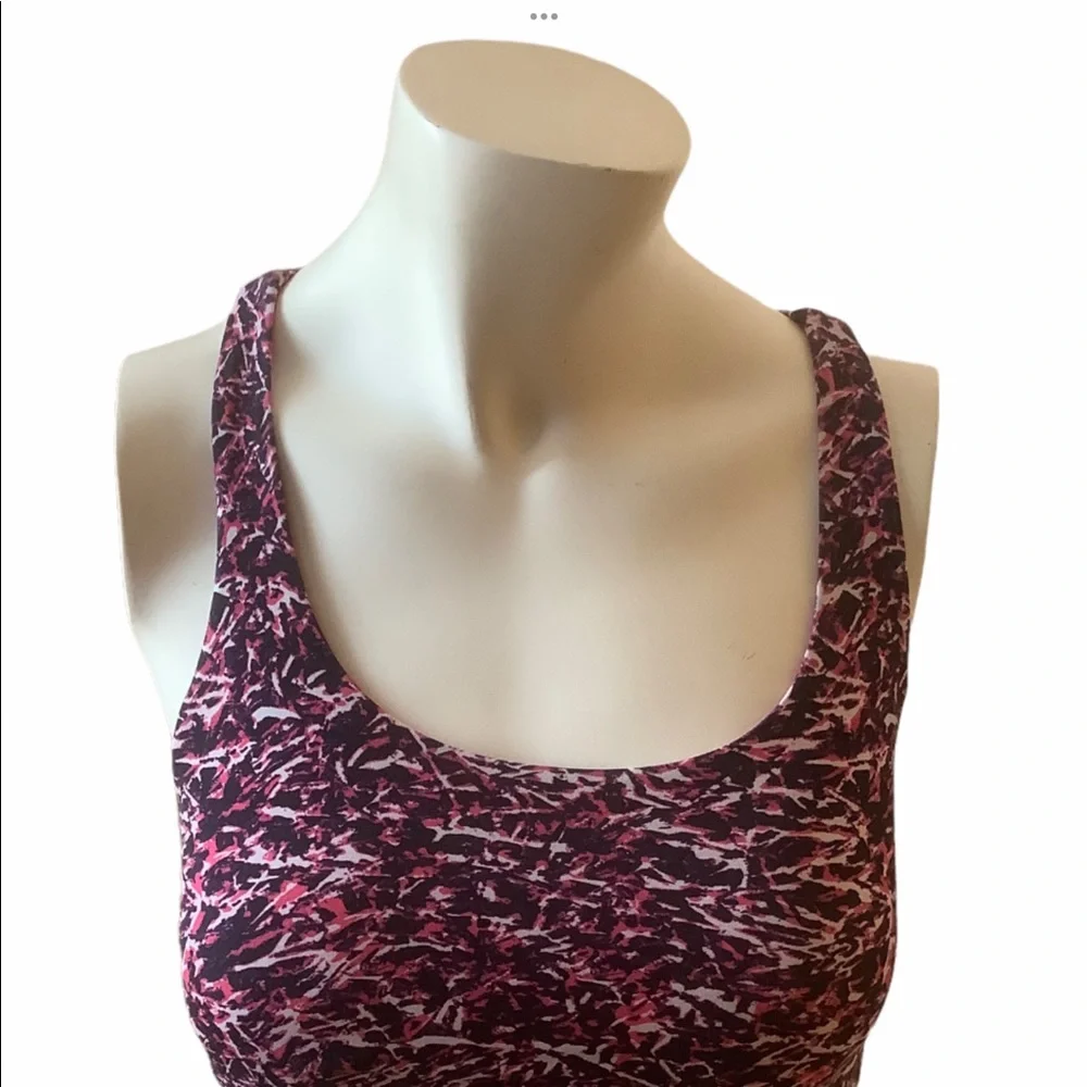 Lululemon energy bra long line burgundy splatter size 4 yoga athletic sport bra